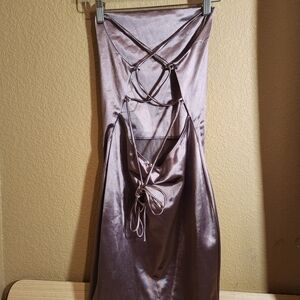 Elegant Satin Lace-Up Backless Dress